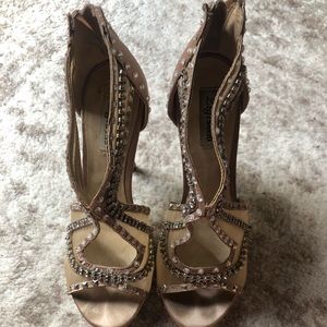Gold mesh w/faux diamond & rhinestone heels